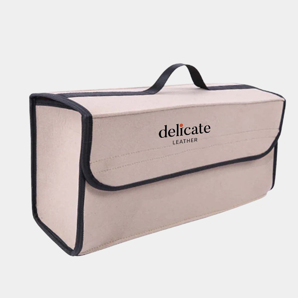 Delicate Leather Soft Felt Car Bag Organizer Folding Car Storage Box Non Slip Fireproof Car Trunk Organizer, Custom For Your Cars, Car Accessories CC12990