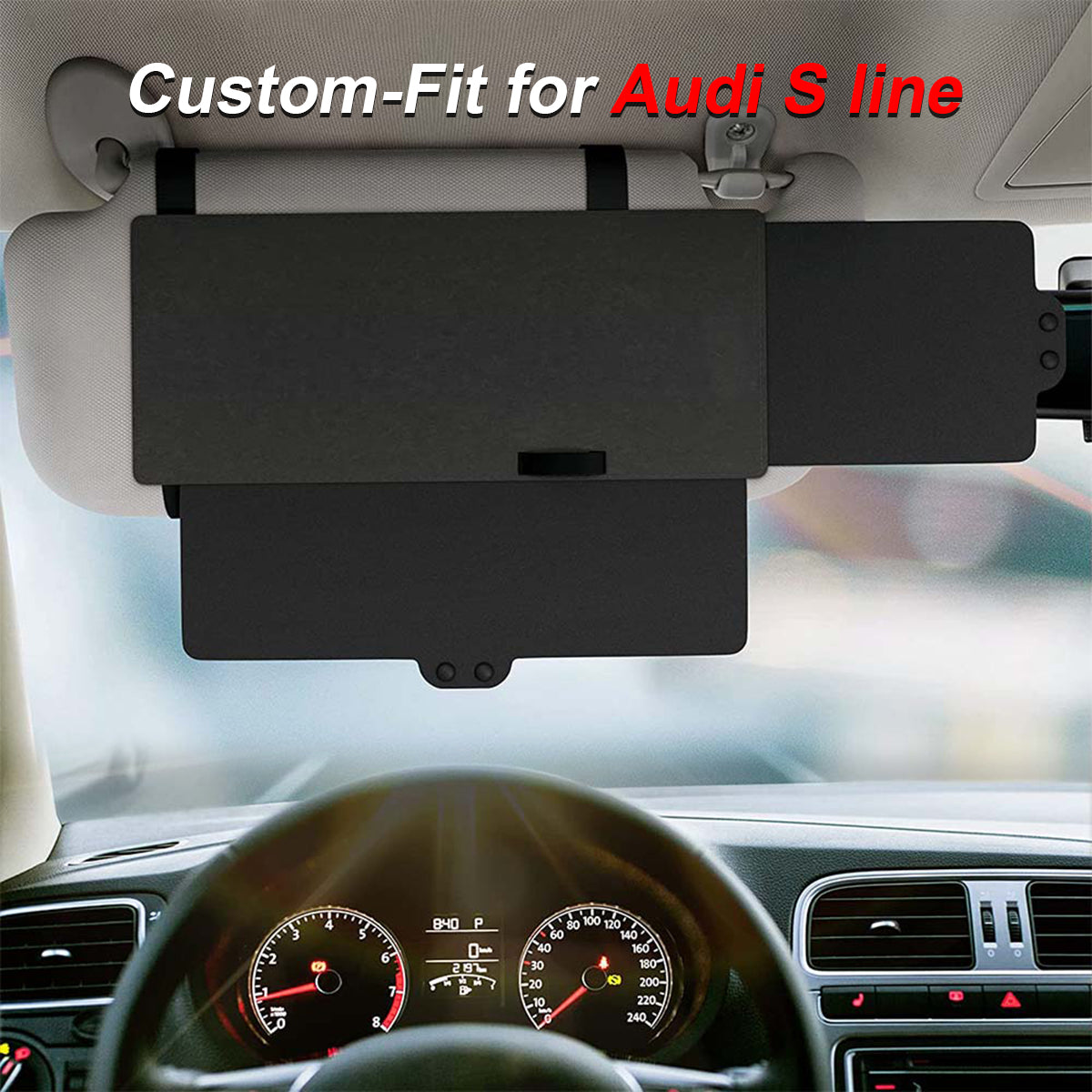 Polarized Sun Visor Sunshade Extender for Car with Polycarbonate Lens, Custom fit for Audi S line, Anti-Glare Car Sun Visor Protects from Sun Glare DLVE255 - Delicate Leather