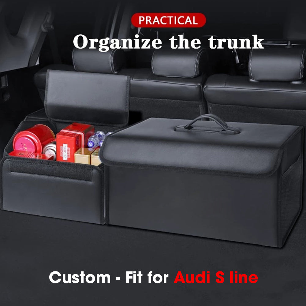 Foldable Trunk Storage Luggage Organizer Box, Custom-Fit For Car, SUV Trunk Organizer Van Cargo Carrier Caddy for Shopping, Camping Picnic, Home Garage DLVE241 - Delicate Leather