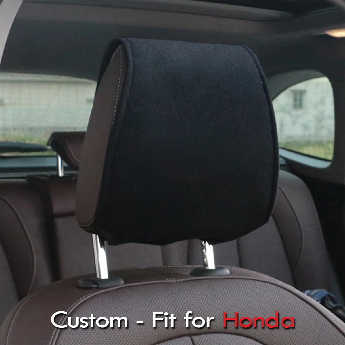 Car Seat Headrest Cover Breathable Flexible Headrest Covers Velcro Auto Headrest Covers Universal Fit, Custom-Fit For Honda, Car Accessories DLVE243 - Delicate Leather
