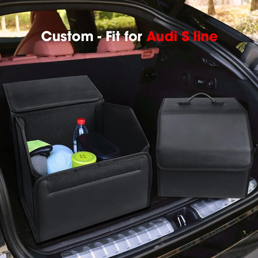 Foldable Trunk Storage Luggage Organizer Box, Custom-Fit For Car, SUV Trunk Organizer Van Cargo Carrier Caddy for Shopping, Camping Picnic, Home Garage DLVE241 - Delicate Leather