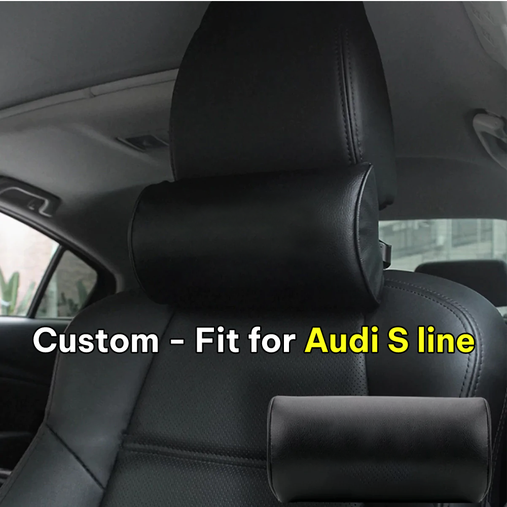 Neck Pillow, Custom-Fit For Audi S line, Car Seat Headrest Neck Rest Cushion for Driving Seat Auto Head Rest Neck Support DLVE244 - Delicate Leather