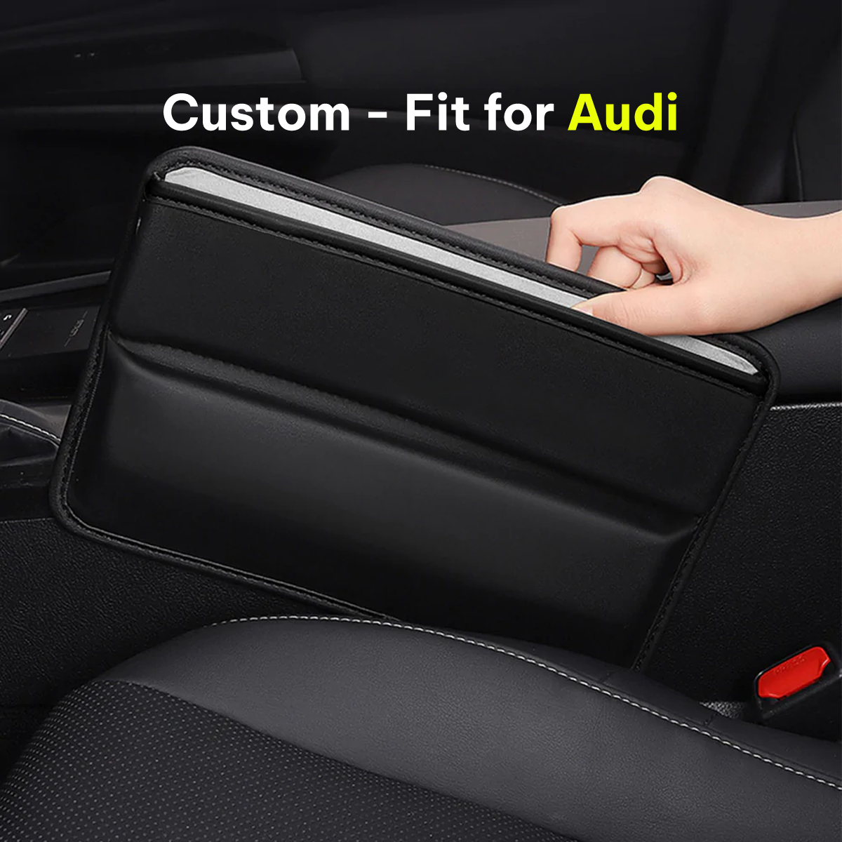 Car Seat Gap Filler Organizer, Custom-Fit For Audi, Multifunctional PU Leather Console Side Pocket Organizer for Cellphones, Cards, Wallets, Keys DLRA226 - Delicate Leather