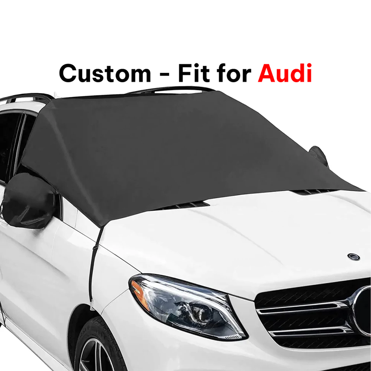 Car Windshield Snow Cover, Custom-Fit For Car, Large Windshield Cover for Ice and Snow Frost with Removable Mirror Cover Protector, Wiper Front Window Protects Windproof UV Sunshade Cover DLRA235 - Delicate Leather