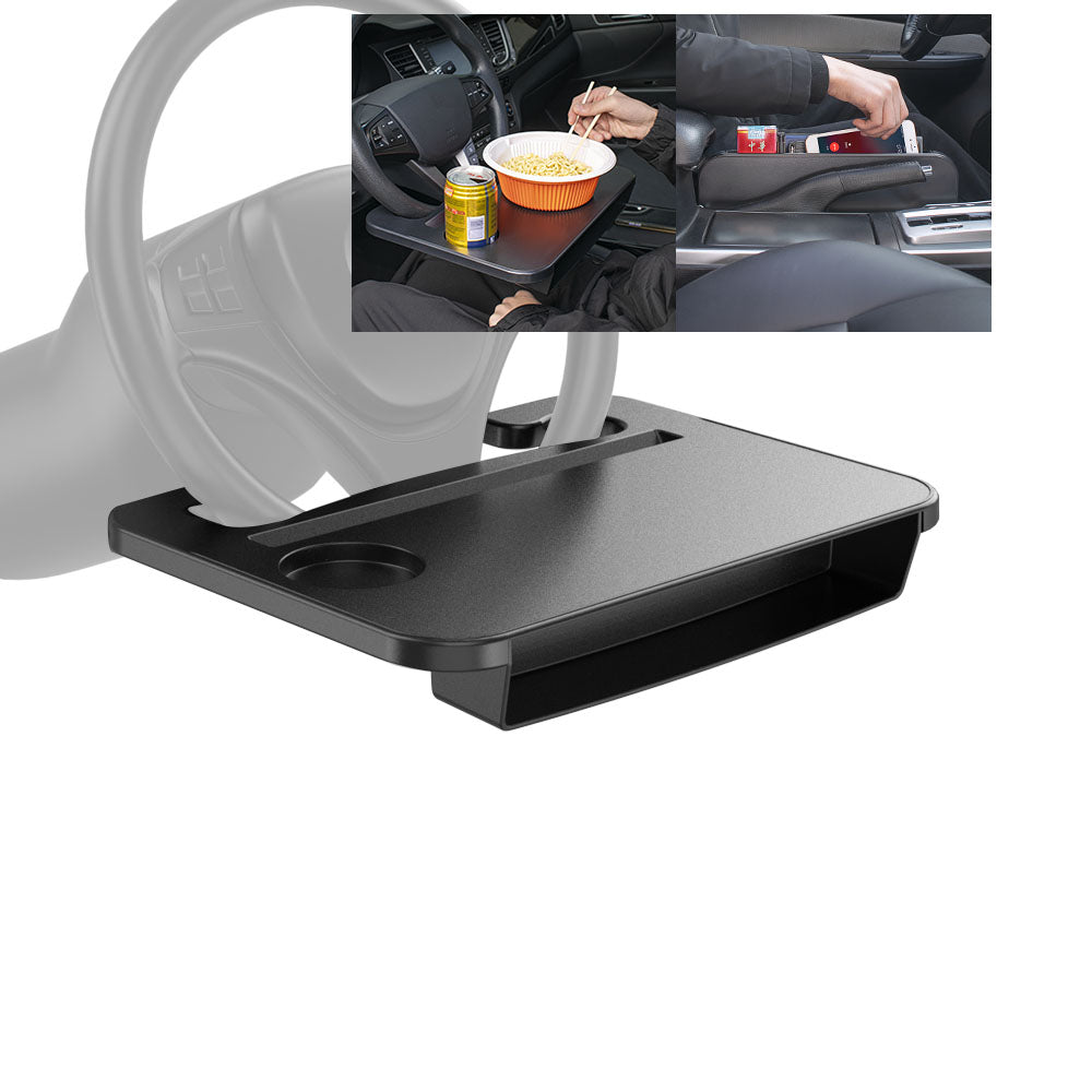 3 in 1 Car Phone Holder - Adjustable Height Car Cup Holder Tray with Expandable Base, Custom fit for Car - Delicate Leather