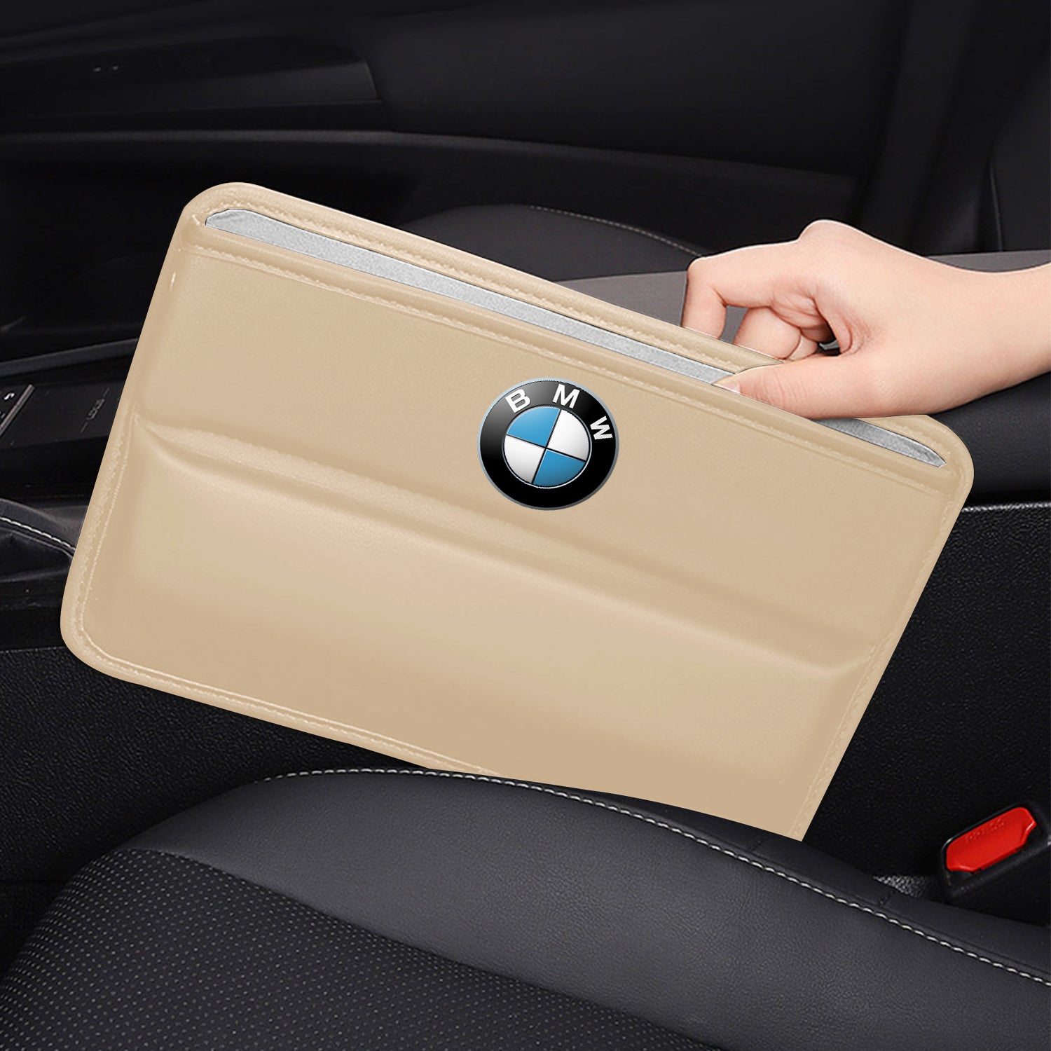 Car Seat Gap Filler Organizer, Custom For Your Cars, Multifunctional PU Leather Console Side Pocket Organizer for Cellphones, Cards, Wallets, Keys - Delicate Leather