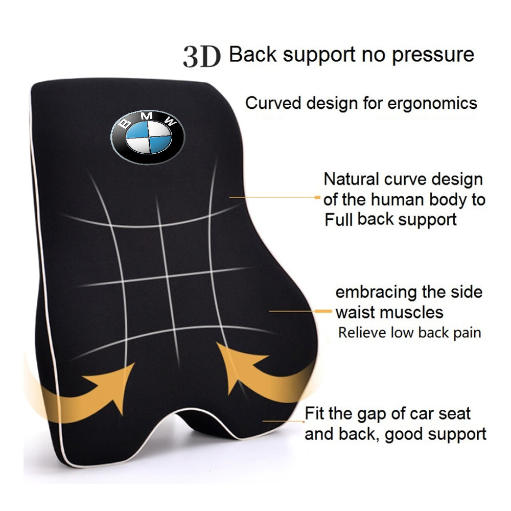 Lumbar Support Cushion for Car and Headrest Neck Pillow Kit, Custom For Cars, Ergonomically Design for Car Seat, Car Accessories KX13983 - Delicate Leather