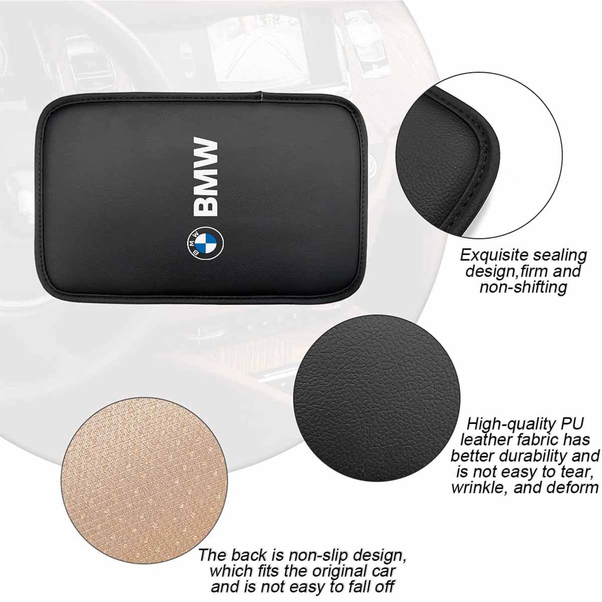 Leather Center Console Cushion Pad, Custom For Your Cars, Waterproof Armrest Seat Box Cover Fit, Car Interior Protection Accessories, Car Accessories KX13991 - Delicate Leather