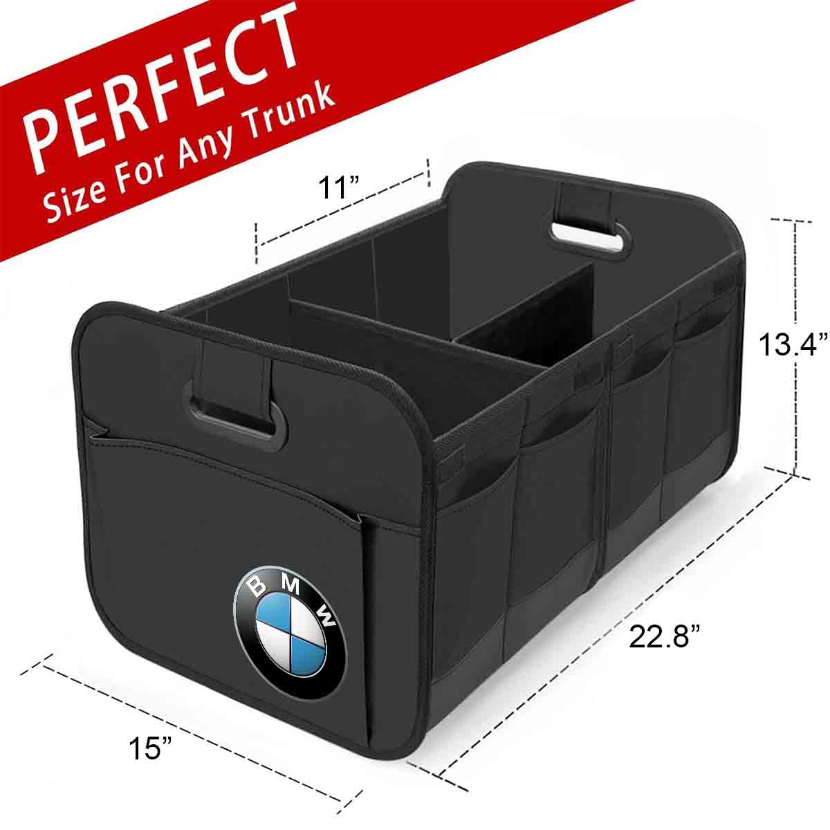 Trunk Organizer, Car Storage, Custom For Cars, Reinforced Handles, Collapsible Multi, Compartment Car Organizers, Foldable and Waterproof, 600D Oxford Polyester KX12995 - Delicate Leather