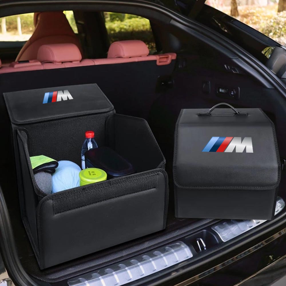 Foldable Trunk Storage Luggage Organizer Box, Custom For Cars, Portable Car Storage Box Bin SUV Van Cargo Carrier Caddy for Shopping, Camping Picnic, Home Garage, Car Accessories KO12996 - Delicate Leather