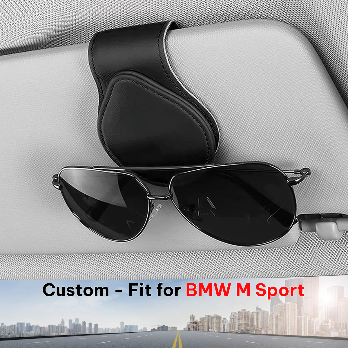 Custom BMW M Sport Sunglasses Holder - Magnetic Leather Frame 2024