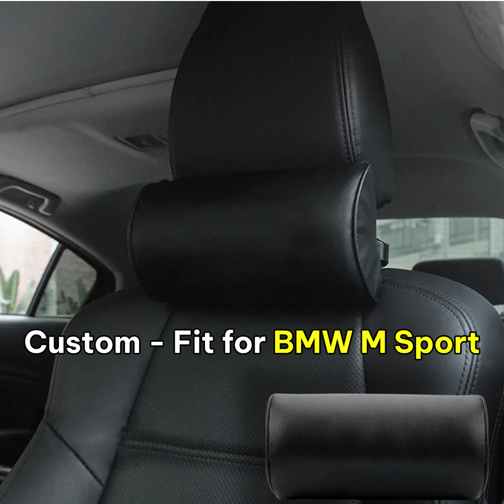Neck Pillow, Custom-Fit For BMW M Sport, Car Seat Headrest Neck Rest Cushion for Driving Seat Auto Head Rest Neck Support DLKO244 - Delicate Leather