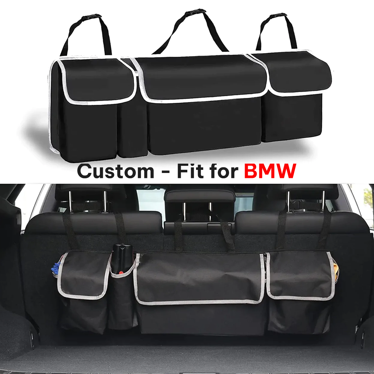 Car Trunk Hanging Organizer, Custom-Fit For BMW, Foldable Car Trunk Organizer Maximizing Your Trunk Space DLKX239 - Delicate Leather
