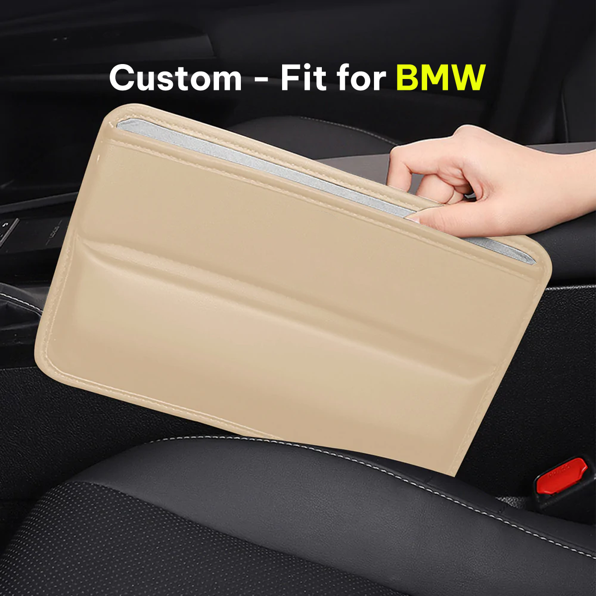 Car Seat Gap Filler Organizer, Custom-Fit For BMW, Multifunctional PU Leather Console Side Pocket Organizer for Cellphones, Cards, Wallets, Keys DLKX226 - Delicate Leather