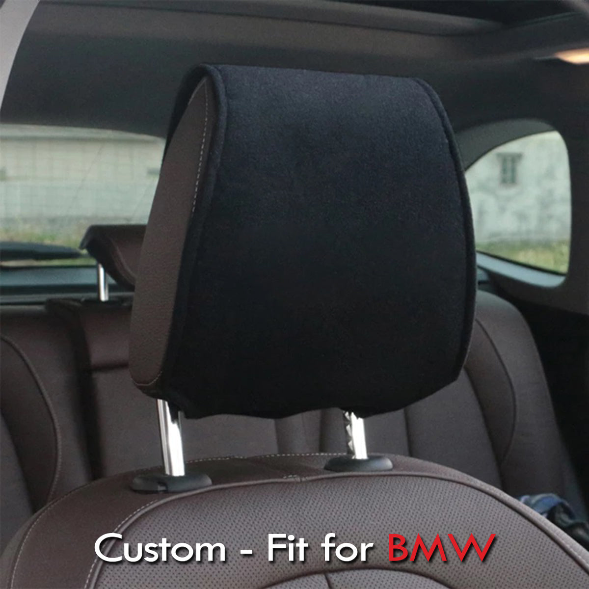 Car Seat Headrest Cover Breathable Flexible Headrest Covers Velcro Auto Headrest Covers Universal Fit, Custom-Fit For BMW, Car Accessories DLKX243 - Delicate Leather