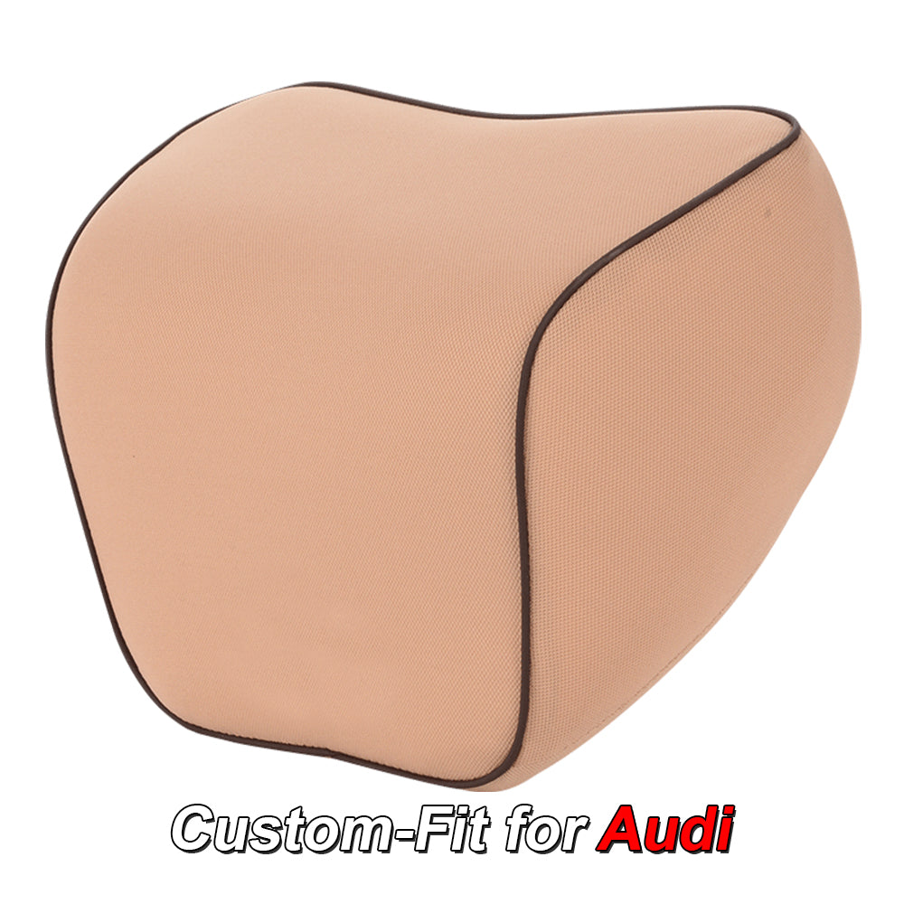 Lumbar Support Cushion for Car and Headrest Neck Pillow Kit, Custom-Fit For Audi, Ergonomically Design for Car Seat, Car Accessories DLRA254 - Delicate Leather