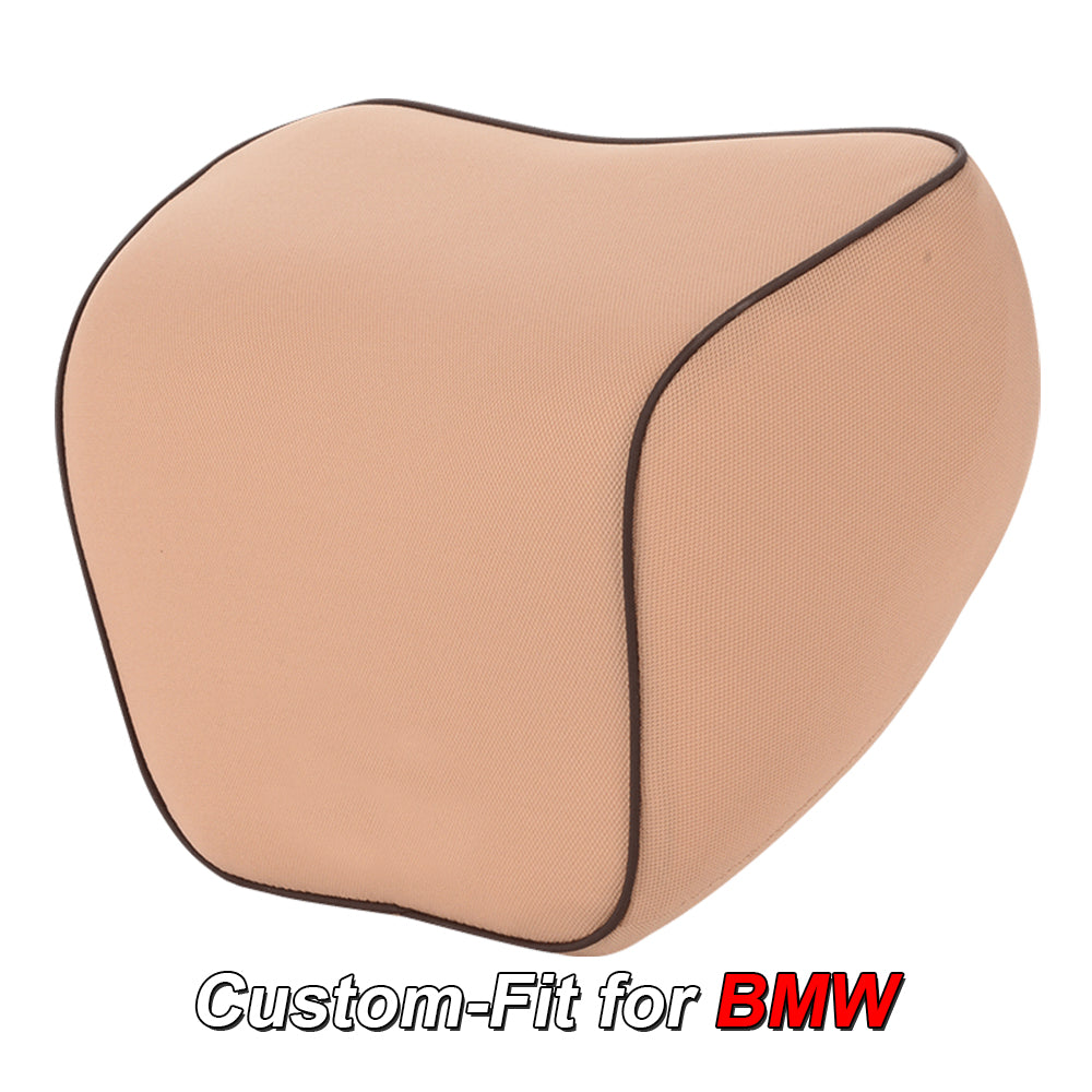 Lumbar Support Cushion for Car and Headrest Neck Pillow Kit, Custom-Fit For BMW, Ergonomically Design for Car Seat, Car Accessories DLKX254 - Delicate Leather