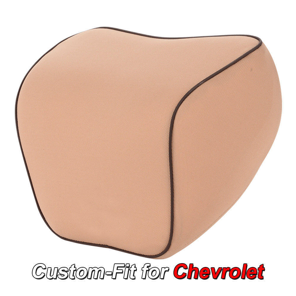 Lumbar Support Cushion for Car and Headrest Neck Pillow Kit, Custom-Fit For Chevrolet, Ergonomically Design for Car Seat, Car Accessories DLCH254 - Delicate Leather