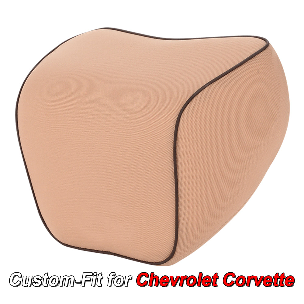 Lumbar Support Cushion for Car and Headrest Neck Pillow Kit, Custom-Fit For Chevrolet Corvette, Ergonomically Design for Car Seat, Car Accessories DLCC254 - Delicate Leather