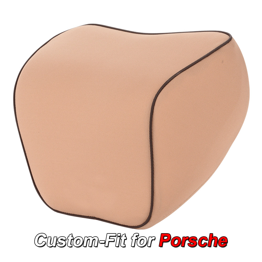 Lumbar Support Cushion for Car and Headrest Neck Pillow Kit, Custom-Fit For Porsche, Ergonomically Design for Car Seat, Car Accessories DLRL254 - Delicate Leather