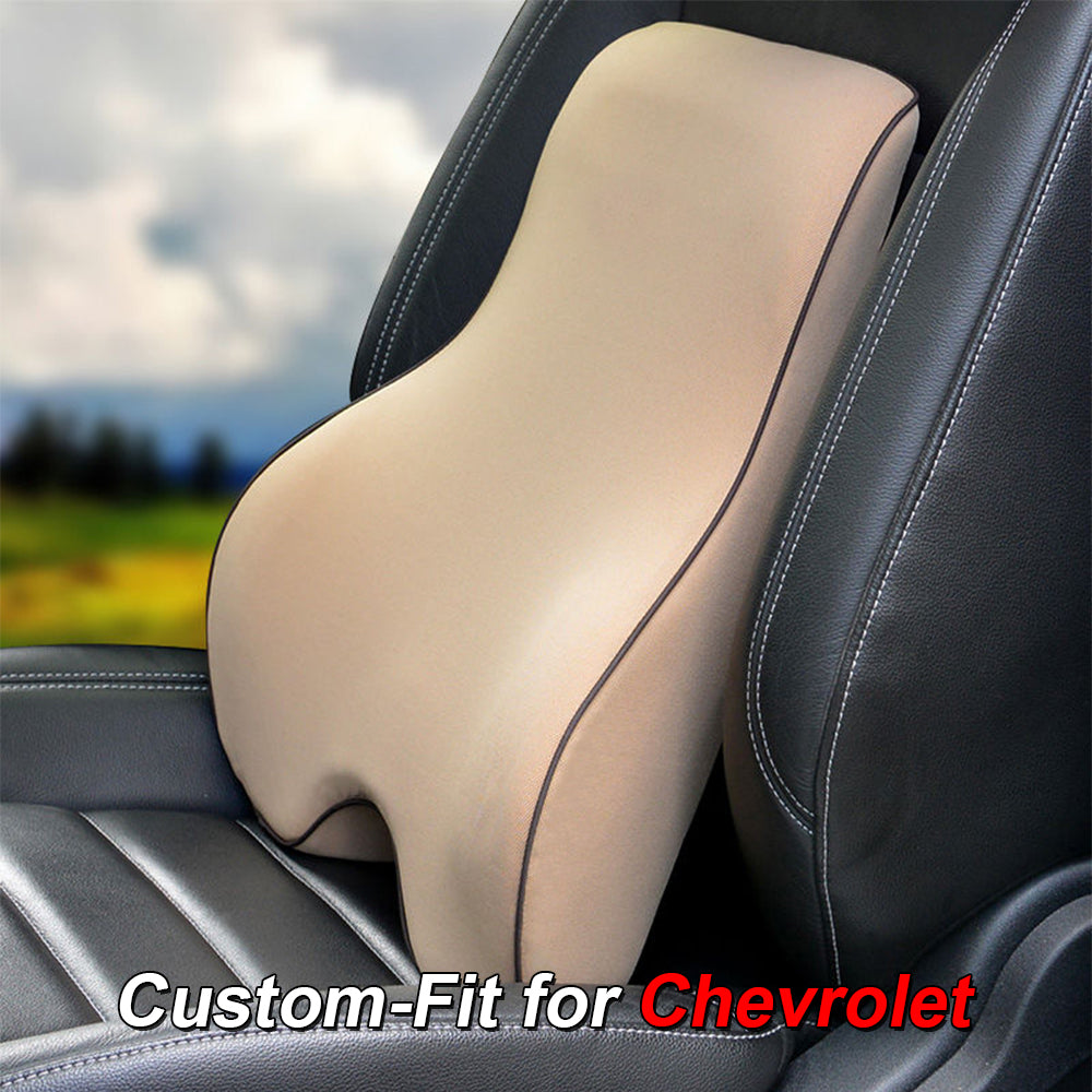 Lumbar Support Cushion for Car and Headrest Neck Pillow Kit, Custom-Fit For Chevrolet, Ergonomically Design for Car Seat, Car Accessories DLCH254 - Delicate Leather