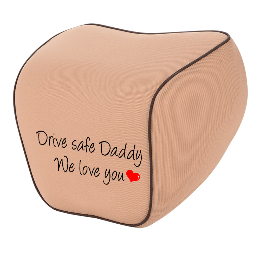 Lumbar Support Cushion for Car and Headrest Neck Pillow Kit, Drive Safe Daddy, Custom For Cars, Ergonomically Design for Car Seat, Car Accessories, Gift for Daddy - Delicate Leather
