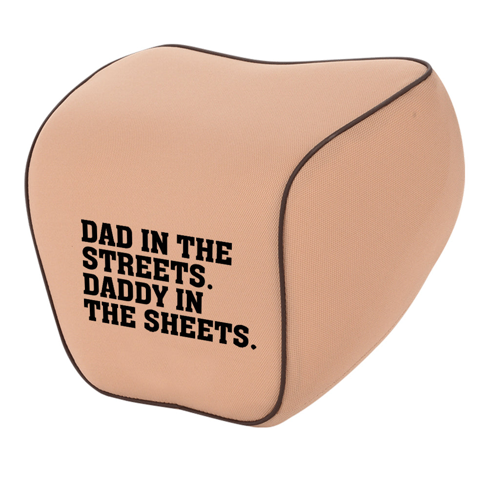 Lumbar Support Cushion for Car and Headrest Neck Pillow Kit, Dad In The Streets. Daddy In The Sheets, Custom For Cars, Ergonomically Design for Car Seat, Car Accessories, Gift for Daddy - Delicate Leather