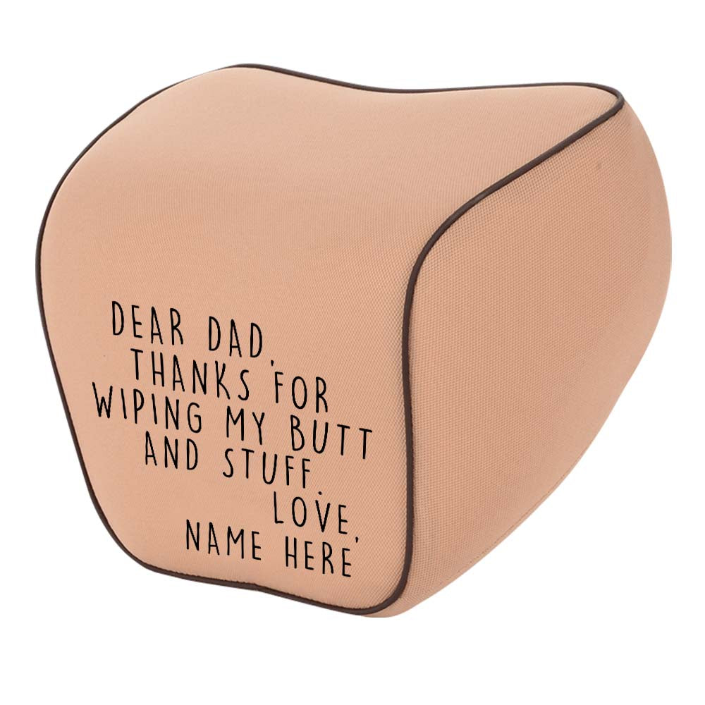 Personalized Lumbar Support Cushion for Car and Headrest Neck Pillow Kit, Happy Father's Day, Custom For Cars, Ergonomically Design for Car Seat, Car Accessories, Gift for Daddy - Delicate Leather