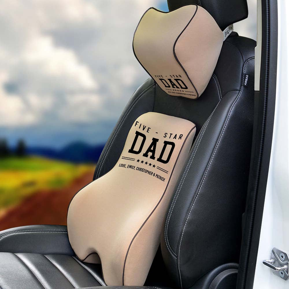 Personalized Lumbar Support Cushion for Car and Headrest Neck Pillow Kit, Happy Father's Day, Custom For Cars, Ergonomically Design for Car Seat, Car Accessories, Gift for Daddy