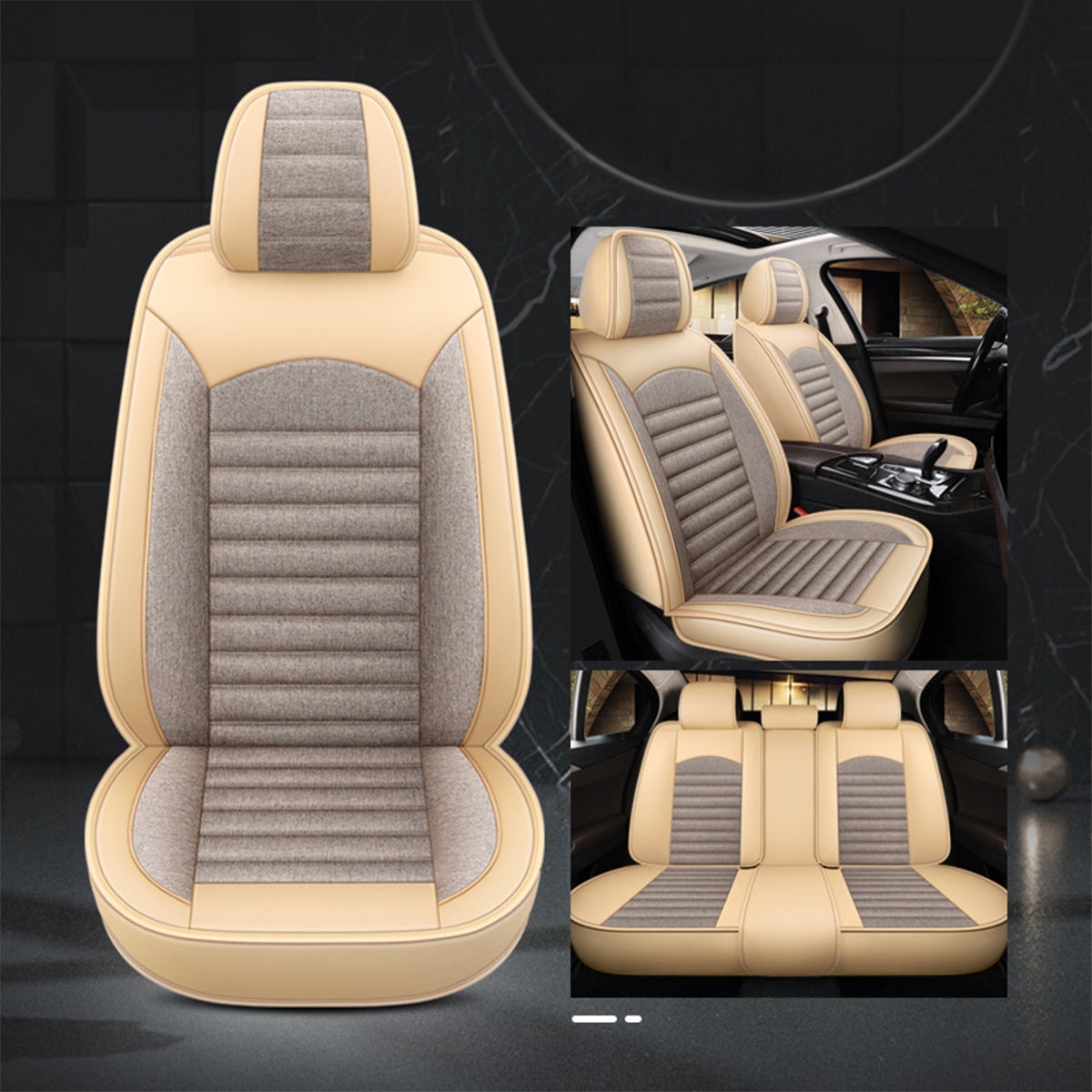 Customized Breathable Auto 9pcs Leather Seat Covers - Universal Full Set Luxury Car Seat Covers, Custom For Your Cars - Delicate Leather