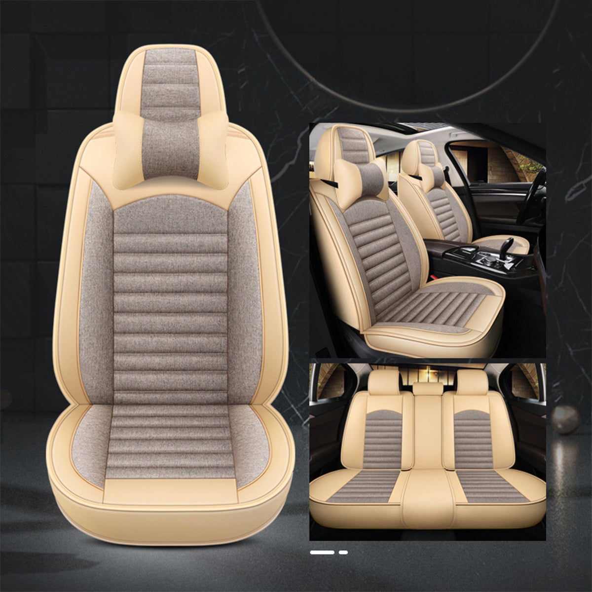 Customized Breathable Auto 9pcs Leather Seat Covers - Universal Full Set Luxury Car Seat Covers, Custom For Your Cars - Delicate Leather