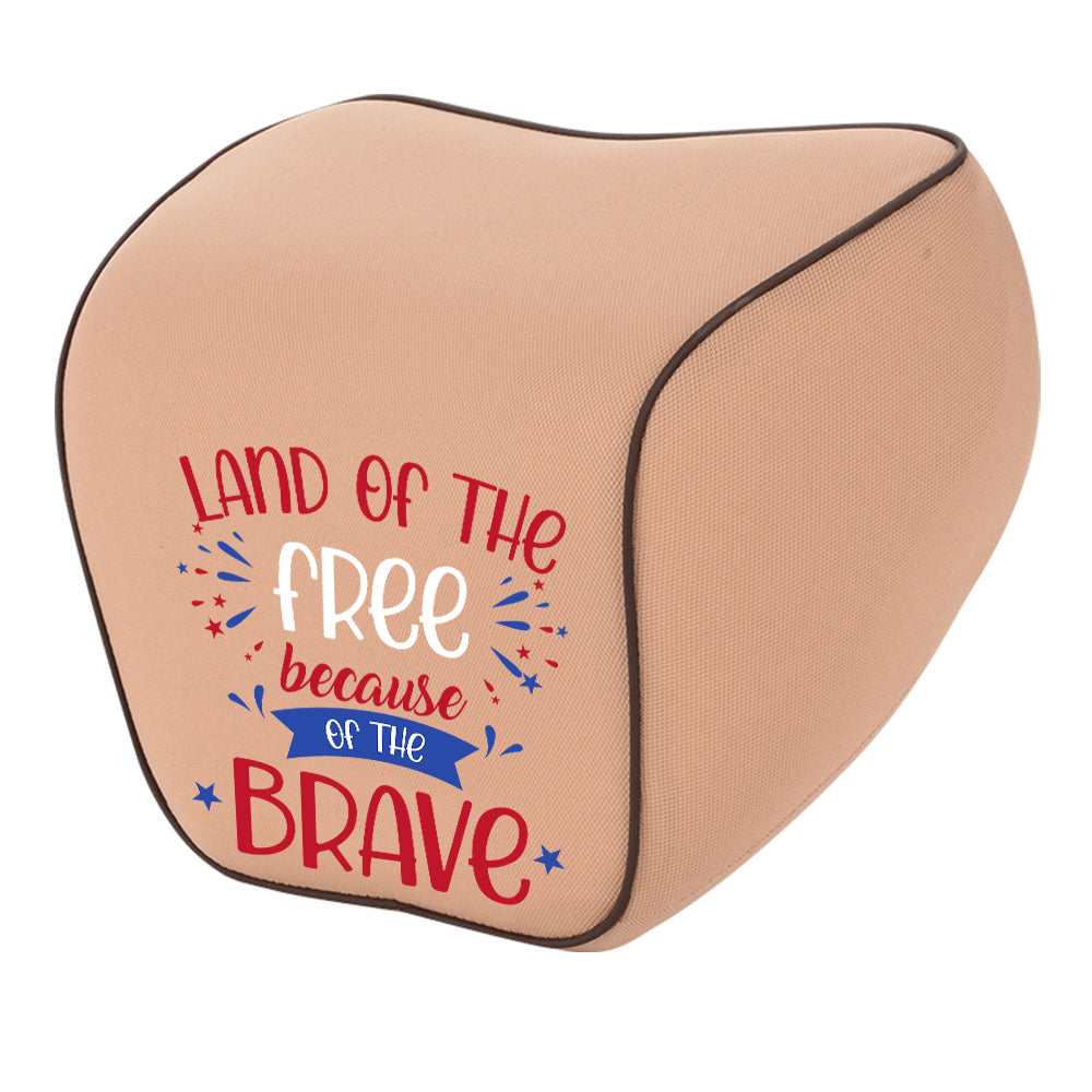 Land Of The Free, Because Of Brave Lumbar Support Cushion for Car and Headrest Neck Pillow Kit, Custom For Cars, Ergonomically Design for Car Seat, Car Accessories, Retro 4th of July 03 - Delicate Leather