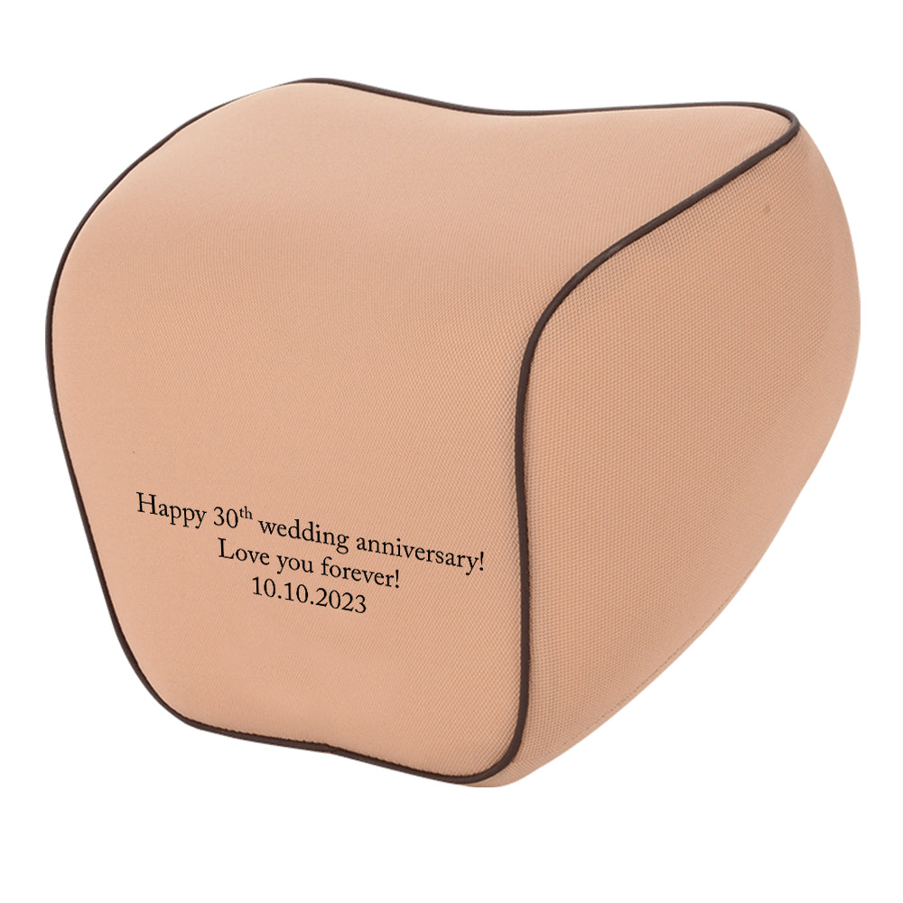 Personalized Anniversary Date Lumbar Support Cushion for Car and Headrest Neck Pillow Kit, Happy Anniversary Lumbar Support Cushion, Custom For Cars, Ergonomically Design for Car Seat, Car Accessories, Anniversary For Wife Husband 11 - Delicate Leather