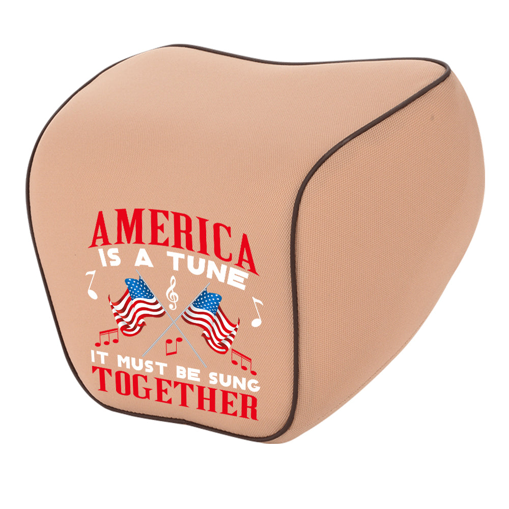 America Is A Tune Lumbar Support Cushion for Car and Headrest Neck Pillow Kit, Custom For Cars, Ergonomically Design for Car Seat, Car Accessories, 4th of July 08 - Delicate Leather