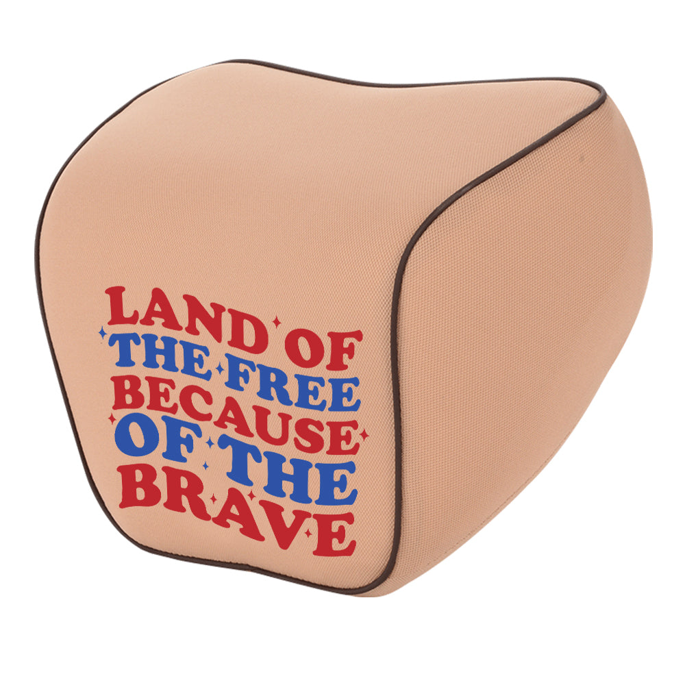 Land Of The Free, Because Of Brave Lumbar Support Cushion for Car and Headrest Neck Pillow Kit, Custom For Cars, Ergonomically Design for Car Seat, Car Accessories, Retro 4th of July 02 - Delicate Leather