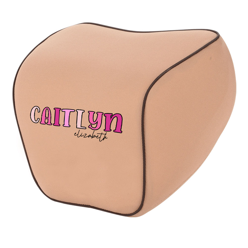 Custom Name Lumbar Support Cushion for Car and Headrest Neck Pillow Kit, Personalized Gift, Custom For Cars, Ergonomically Design for Car Seat, Car Accessories, Personalised Lumbar Support Cushion, Name Lumbar Support Cushion L4 - Delicate Leather