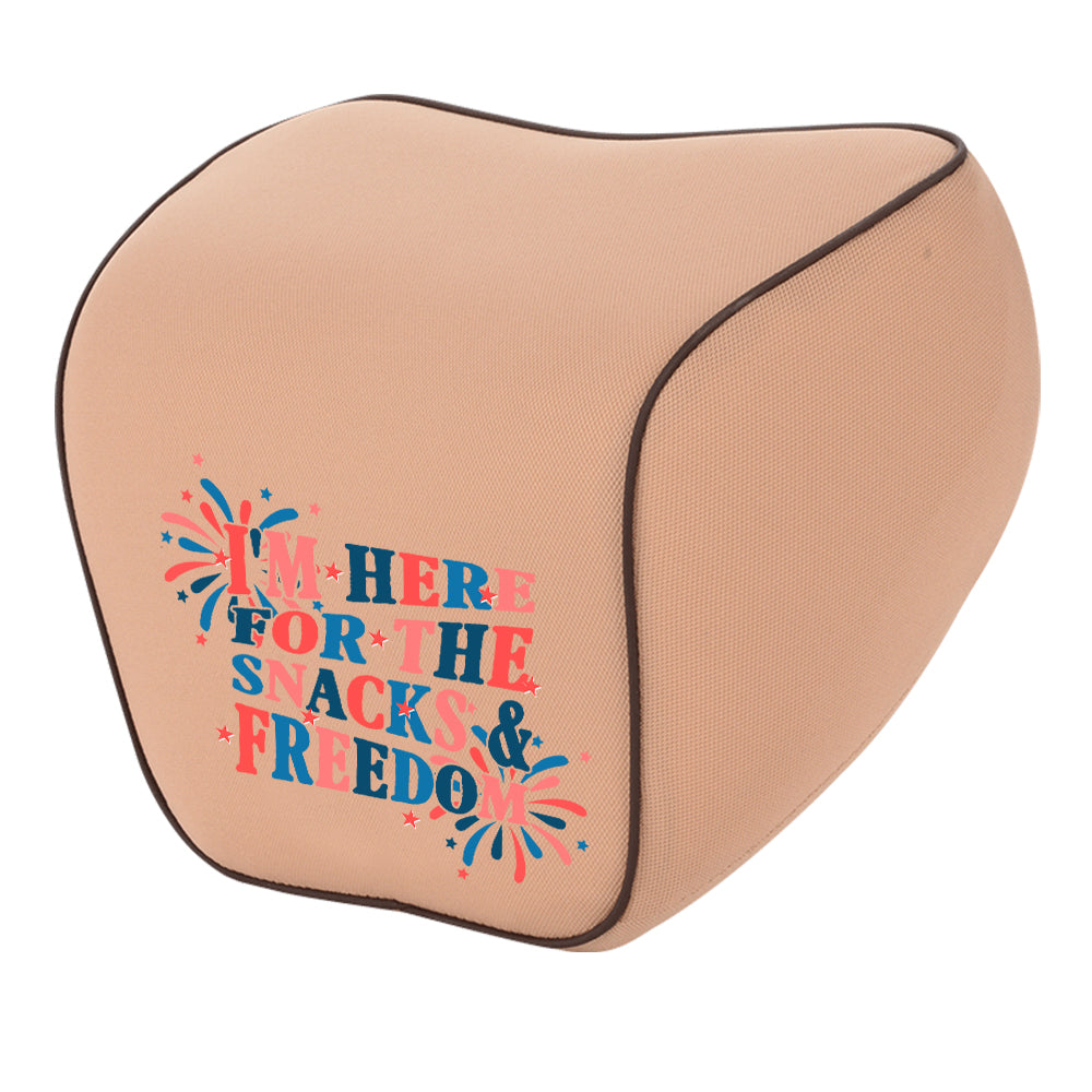 I'm Here for The Snacks and Freedom Lumbar Support Cushion for Car and Headrest Neck Pillow Kit, Custom For Cars, Ergonomically Design for Car Seat, Car Accessories, Retro 4th of July 01