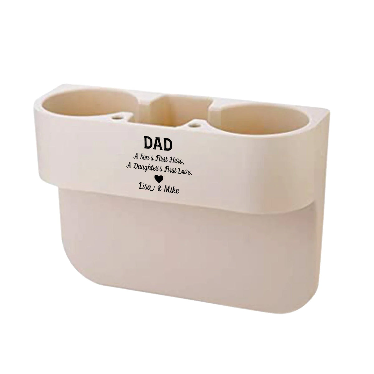 Personalized Cup Holder Portable Multifunction Vehicle Seat Cup Cell Phone Drinks Holder Box Car Interior Organizer, Happy Father's Day, Custom For Your Cars, Car Accessories, Gift for Daddy - Delicate Leather