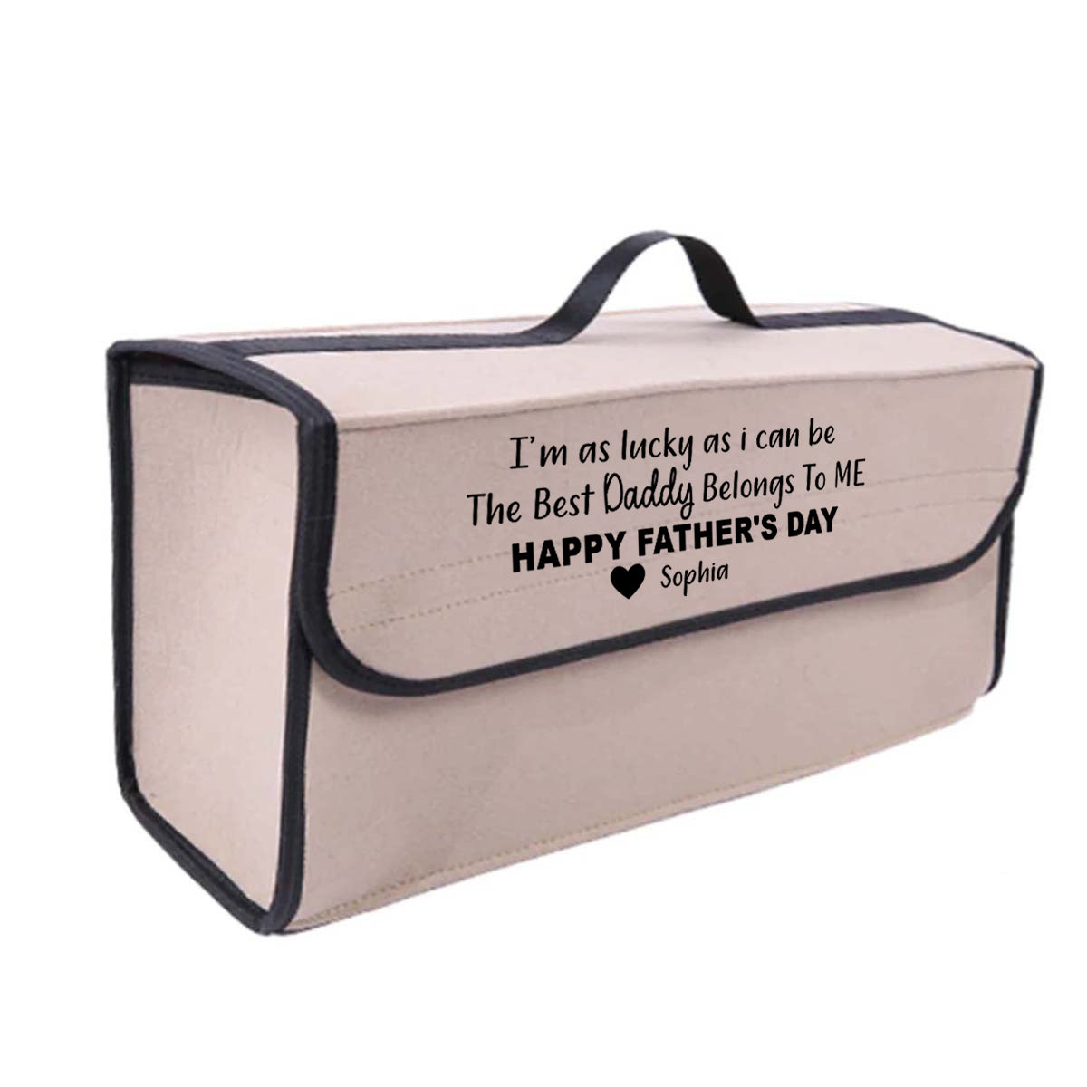 Personalized Soft Felt Car Bag Organizer, Happy Father's Day Folding Car Storage Box Non Slip Fireproof Car Trunk Organizer, Custom For Your Cars, Car Accessories, Gift for Daddy - Delicate Leather