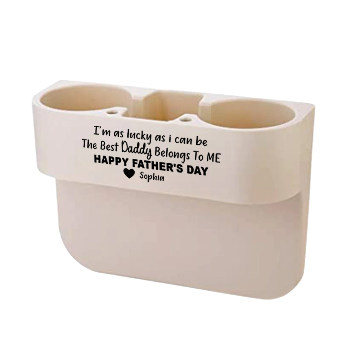 Personalized Cup Holder Portable Multifunction Vehicle Seat Cup Cell Phone Drinks Holder Box Car Interior Organizer, Happy Father's Day, Custom For Your Cars, Car Accessories, Gift for Daddy - Delicate Leather