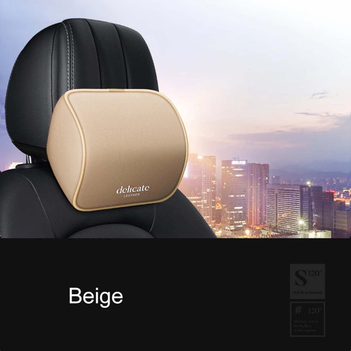 Enhance Your Driving Comfort with the Car Neck Headrest Pillow: Premium Auto Seat Head Support and Neck Protector - Memory Cotton Cushion for Automobiles - Delicate Leather