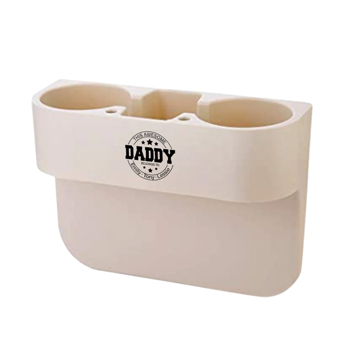 Personalized Cup Holder Portable Multifunction Vehicle Seat Cup Cell Phone Drinks Holder Box Car Interior Organizer, Happy Father's Day, Custom For Your Cars, Car Accessories, Gift for Daddy - Delicate Leather