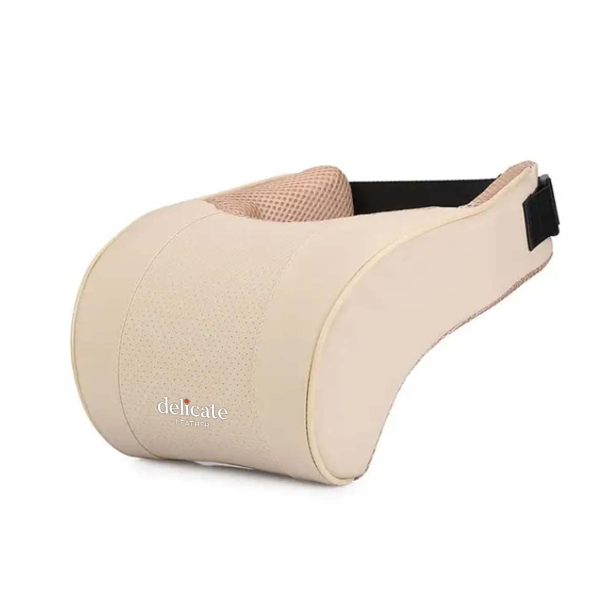 Delicate Leather, Premium PU Leather Car Neck Pillow with Memory Foam for Neck Support - Available in 3 Elegant Colors - Delicate Leather