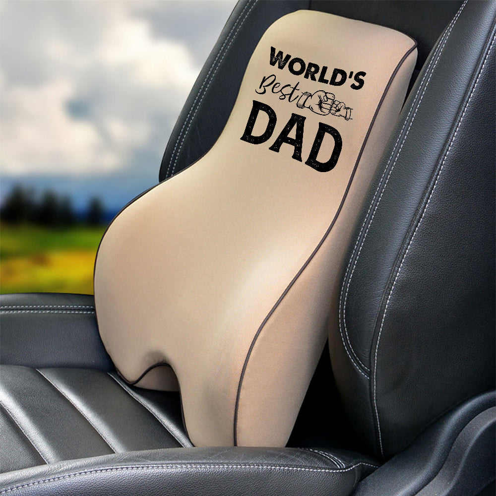 World's Best Dad Lumbar Support Cushion for Car and Headrest Neck Pillow Kit, Custom For Cars, Ergonomically Design for Car Seat, Father's Day Gift, Car Accessories 05