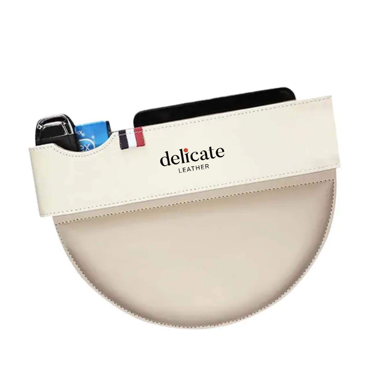Car Seat Gap Filler Organizer, Custom Fit For Your Cars, Multifunctional PU Leather Console Side Pocket Organizer for Cellphones, Cards, Wallets, Keys - Delicate Leather