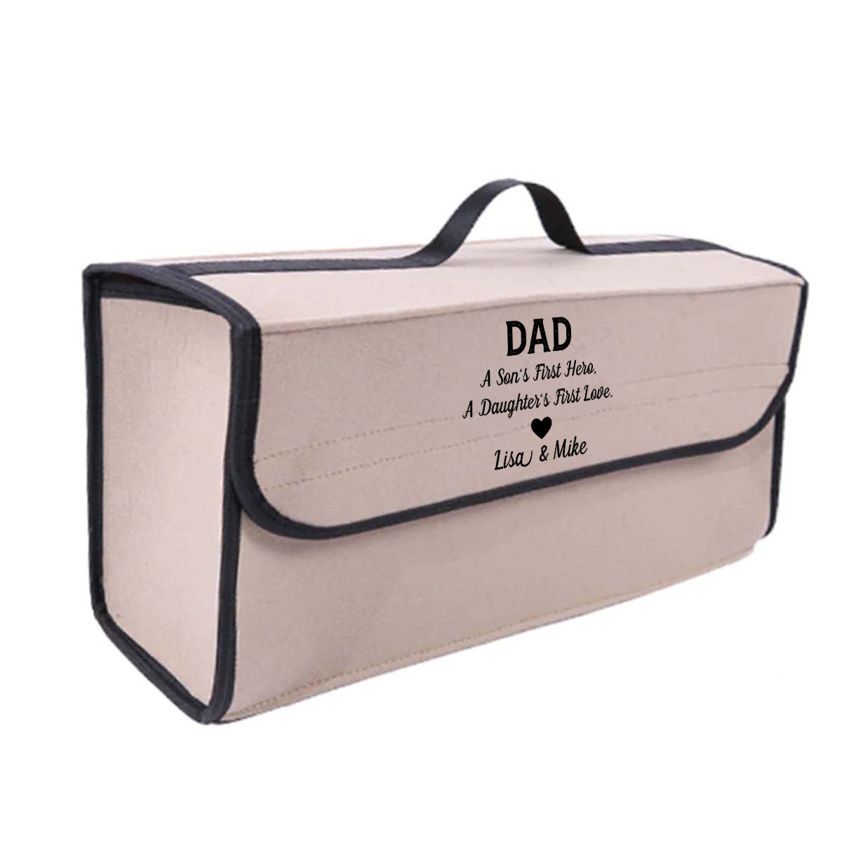 Personalized Soft Felt Car Bag Organizer, Happy Father's Day Folding Car Storage Box Non Slip Fireproof Car Trunk Organizer, Custom For Your Cars, Car Accessories, Gift for Daddy - Delicate Leather