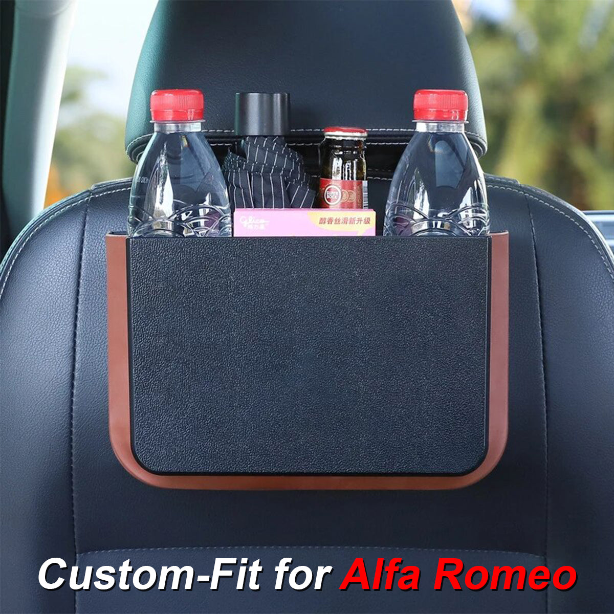 Hanging Waterproof Car Trash can-Foldable, Custom-Fit For Car, Waterproof, Equipped with Cup Holders and Trays DLAR251