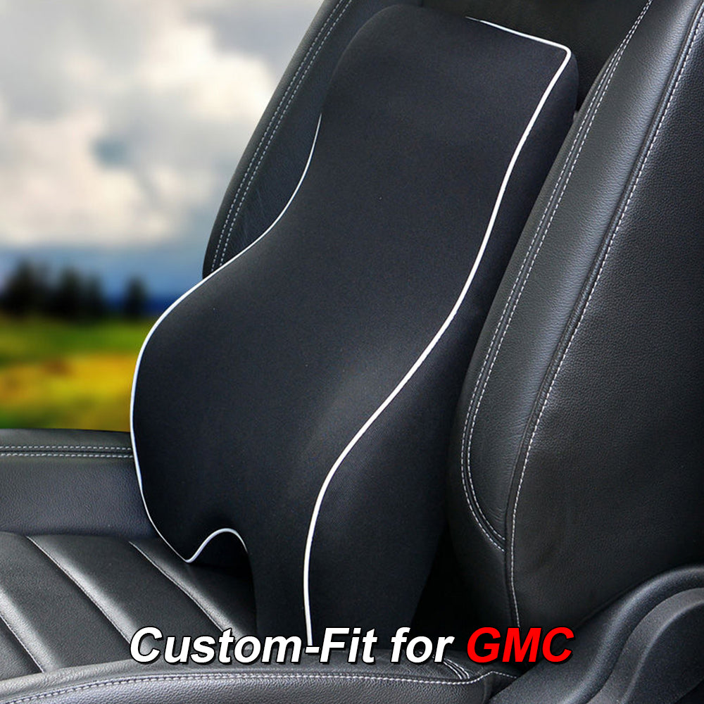 Lumbar Support Cushion for Car and Headrest Neck Pillow Kit, Custom-Fit For GMC, Ergonomically Design for Car Seat, Car Accessories DLWQ254 - Delicate Leather