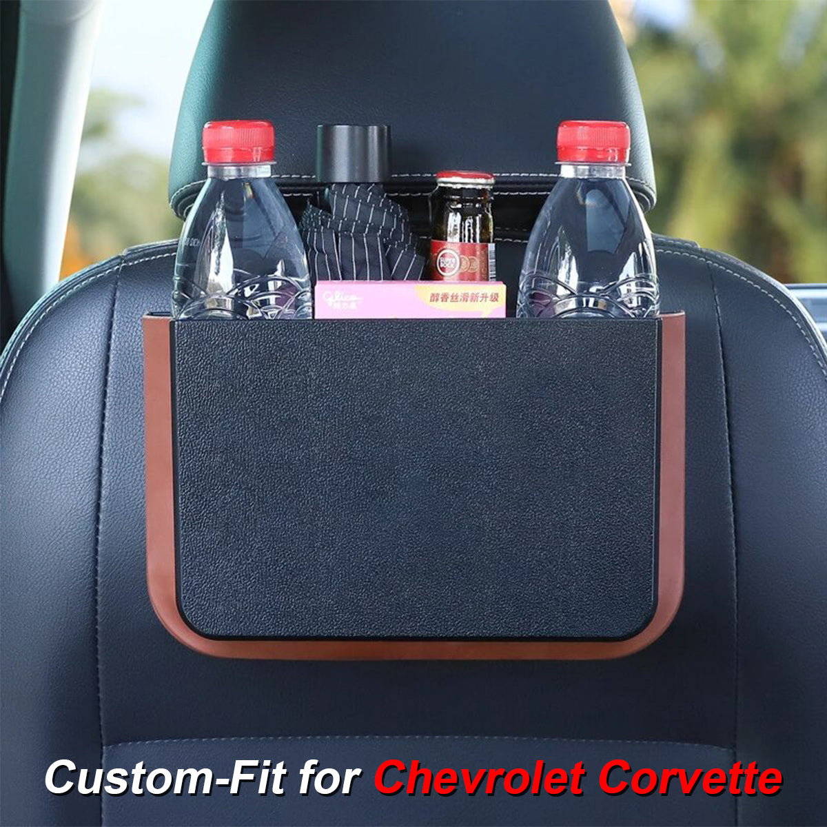 Hanging Waterproof Car Trash can-Foldable, Custom-Fit For Car, Waterproof, Equipped with Cup Holders and Trays DLCC251
