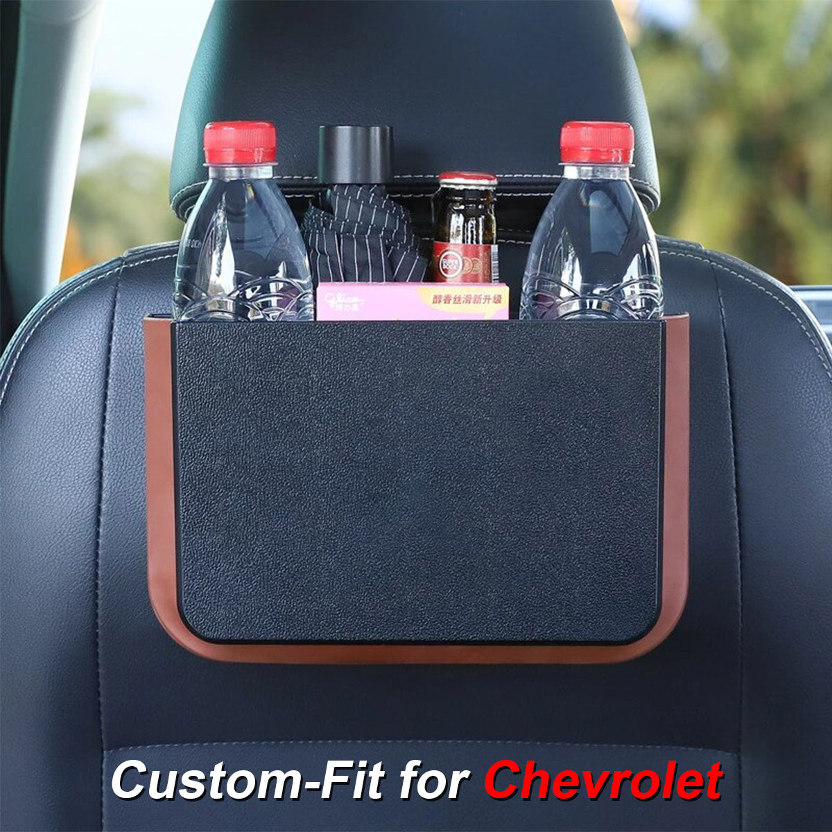 Hanging Waterproof Car Trash can-Foldable, Custom-Fit For Car, Waterproof, Equipped with Cup Holders and Trays DLCH251